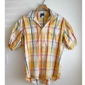 Vintage Wrangler Plaid Snap Button Shirt 70s 80s Men’s Large